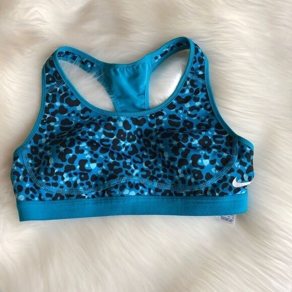 Nike Dri-Fit Blue Animal Print Ports Bra,XS - Picture 1 of 6